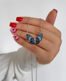 گردنبند پروانه تمام نگین نقره