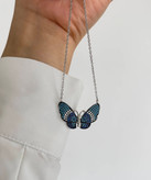 گردنبند نقره نگین آبی زیبا طرح نقره