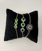 دستبند نقره ی جواهری با سنگ سبز