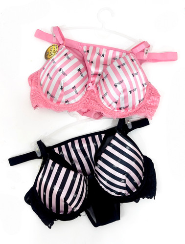 ست شورت وسوتین اسفنجی دخترونه مدل ویکتوریا سکرت رنگ صورتی و مشکی