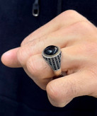 انگشتر نقره مردانه با نگین مشکی