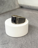 انگشتر نقره مردانه مشکی مربع