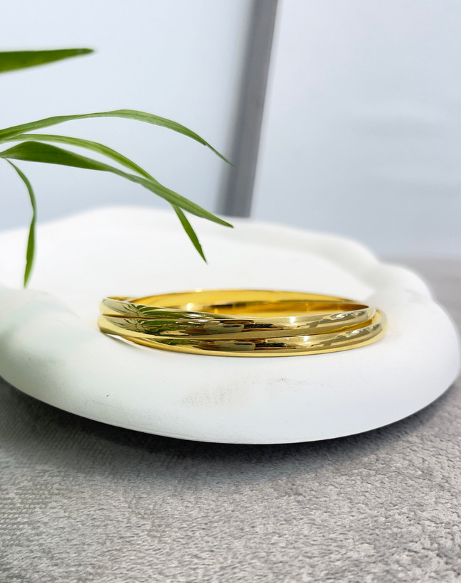 النگو زنانه استیل طلایی و رنگ ثابت