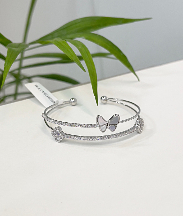 دستبند پروانه با نگین های سوراروفسکی دخترانه