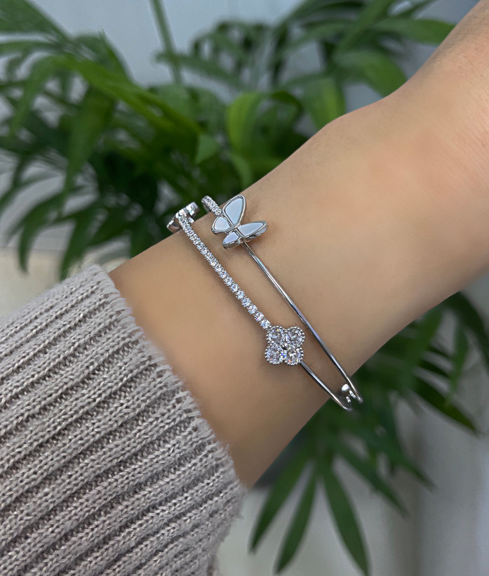 دستبند مینیمال نقره ای دخترانه جنس استیل