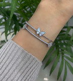 دستبند نقره ای دخترانه نگیندار