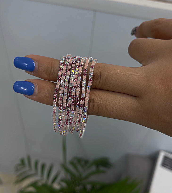 دستبند کشی نگیندار رنگی