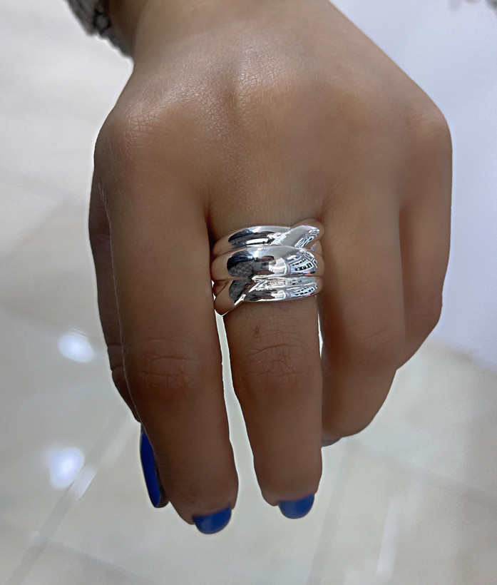 انگشتر استیل دخترانه نقره ای با آبکاری کروم