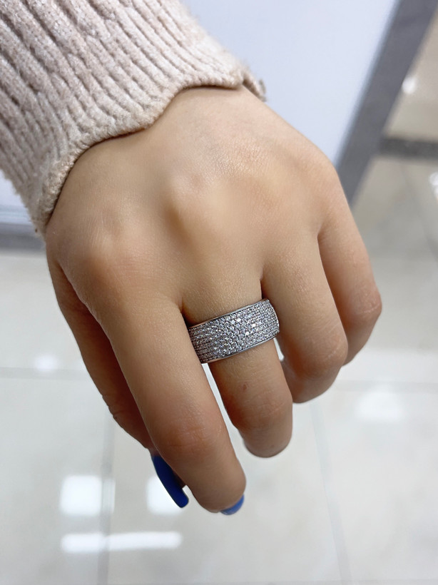 انگشتر تمام جواهر نقره ای دخترانه