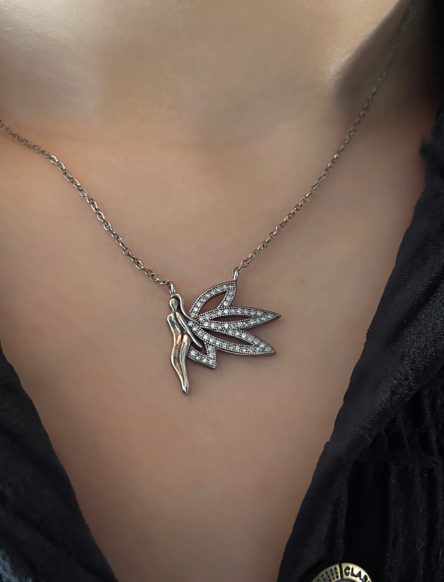 خرید آنلاین گردنبند نقره دخترانه فرشته بالدار