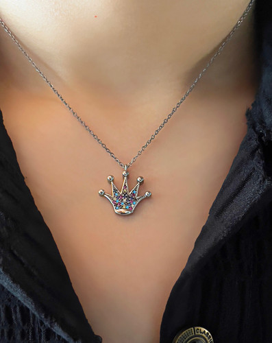 گردنبند نقره طرح تاج خرید اینترنتی گردنبند نقره