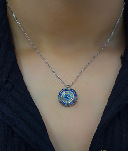 گردنبند نقره طرح چشم نظر