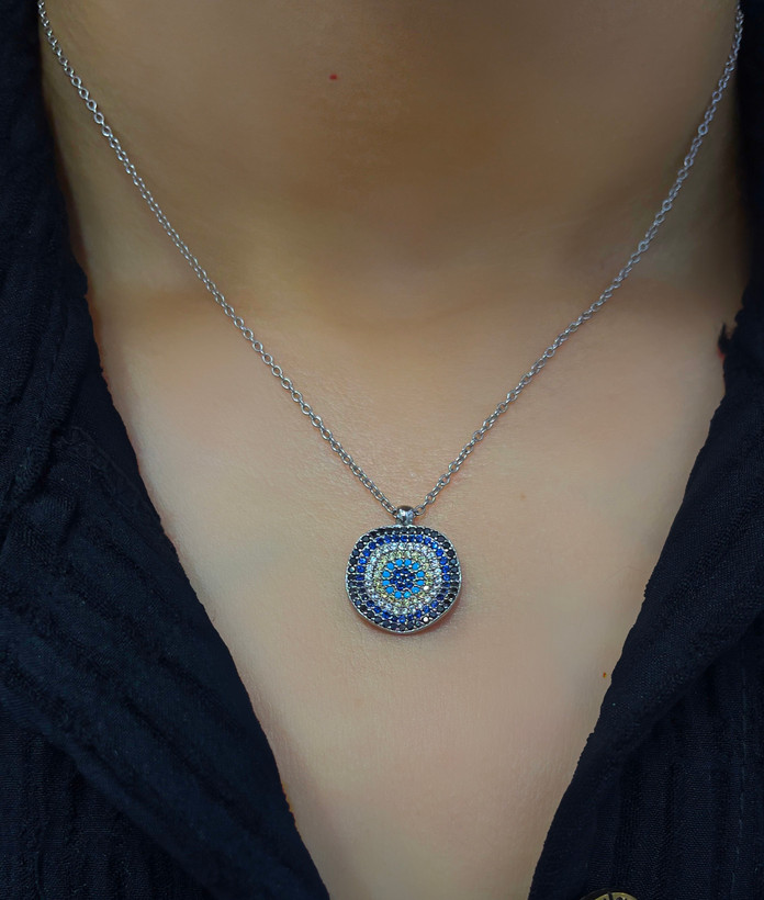 گردنبند نقره طرح چشم نظر