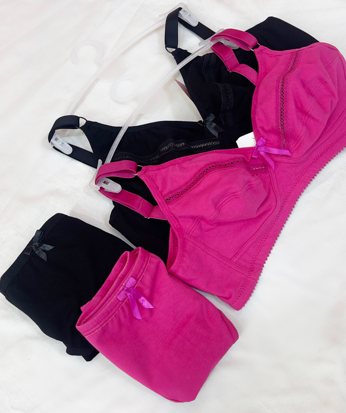 ست شورت و سوتین نخ پنبه بدون فنر