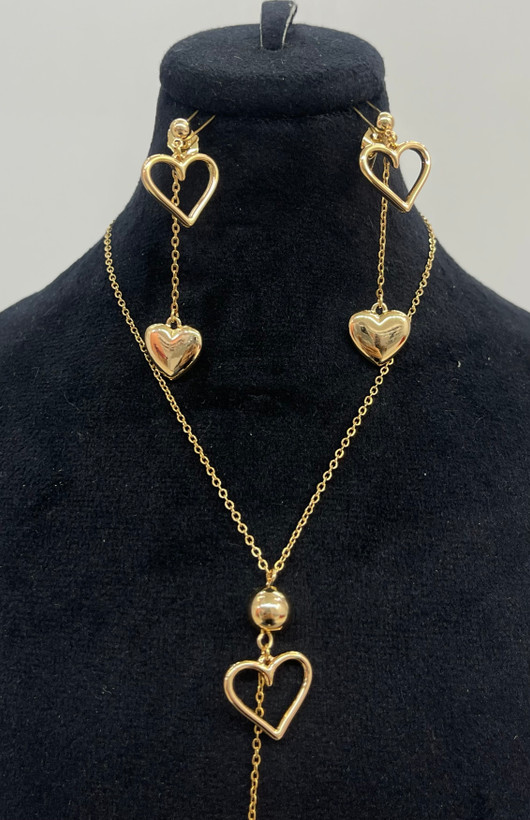 ست گردنبند و گوشواره طرح قلب آویز