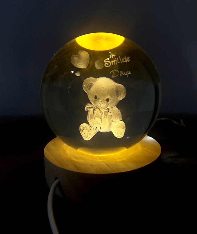 چراغ خواب کریستالی فانتزی طرح خرس