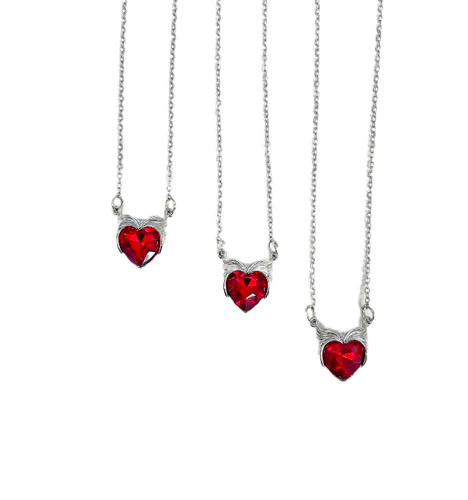 گردنبند قلب قرمز دخترانه جنس استیل