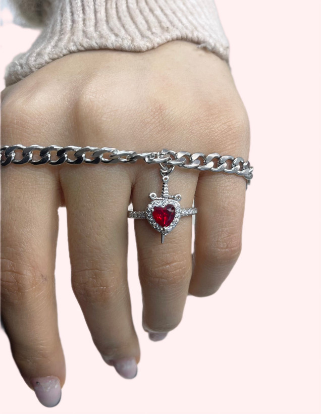 انگشتر قلبی قرمز دخترونه انگشتر قلبی سفید دخترانه