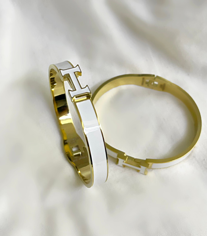 دستبند هرمس طلایی و سفید