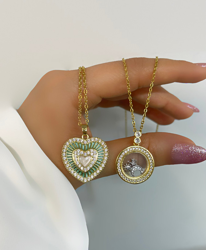 گردنبند استیل زنانه طرح ماه و ستاره