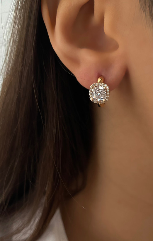 گوشواره نگین مربع مجلسی دخترانه