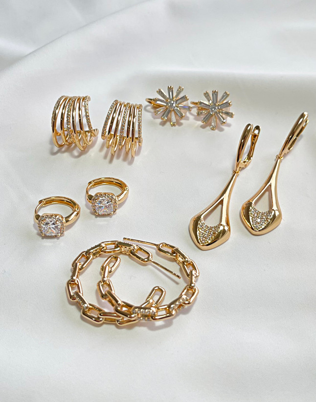 انواع گوشواره طرح طلای رنگ ثابت زنانه