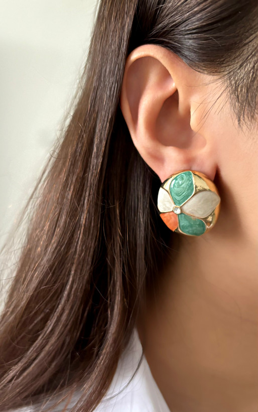 گوشواره طلایی گلدار زنانه