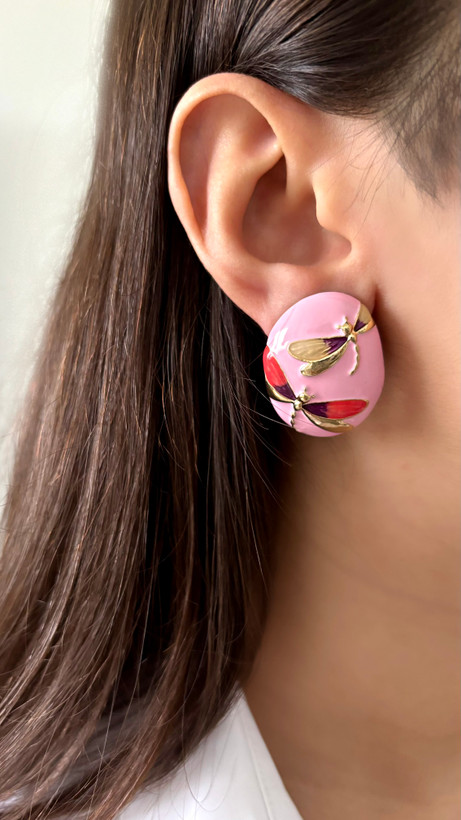 گوشثاره بهاری صورتی گلدار