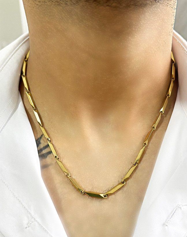 زنجیر مردانه طلایی استیل