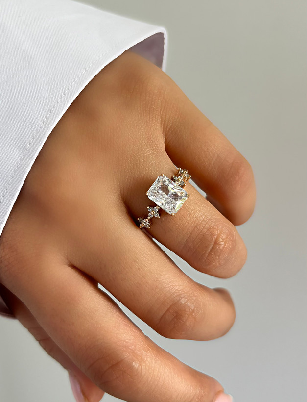 انگشتر تک نگین مستطیلی ژوپینگ