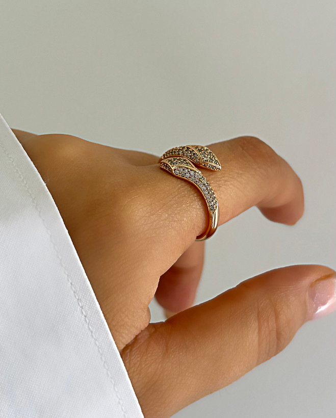 انگشتر زنانه مدل مار ژوپینگ طلایی