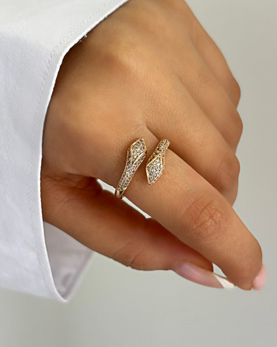 انگشتر طرح مار ظریف ژوپینگ طلایی