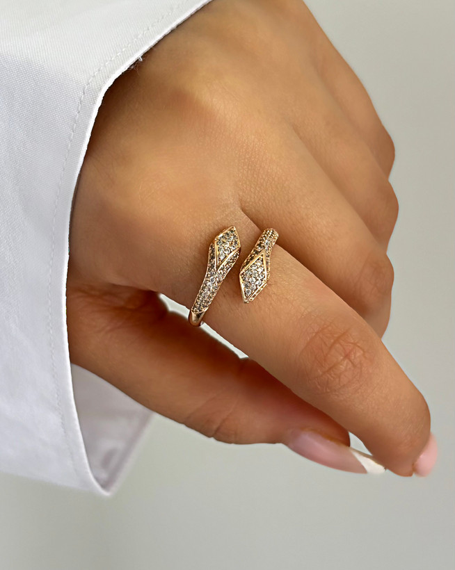 انگشتر طرح مار ظریف ژوپینگ طلایی