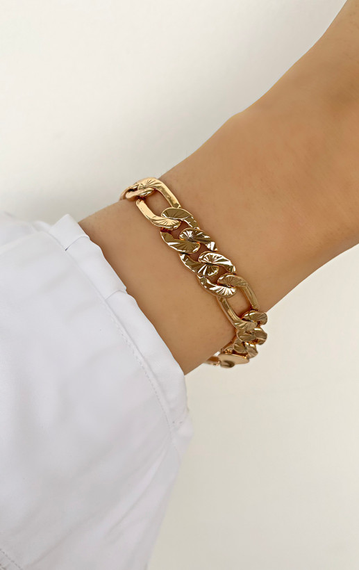 دستبند زنانه فیکارو پهن تراشدار