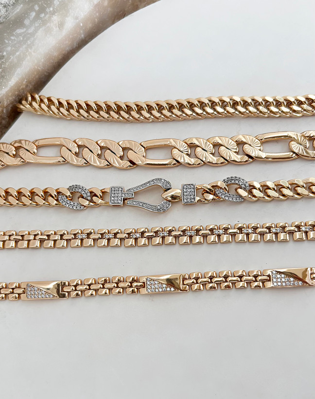 دستبند فیگارو زنانه طرح طلا تراشدار