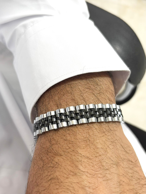 دستبند رولکس پهن مردانه استیل