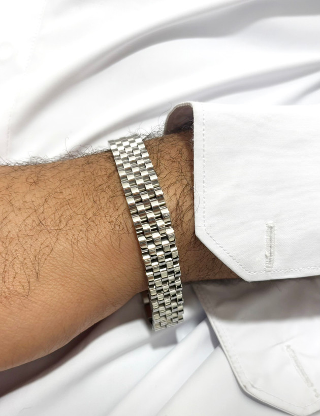 دستبند رولکس تمام نقره ای پهن مردانه