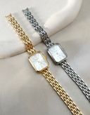 ساعت زنانه طلایی صفحه مستطیل