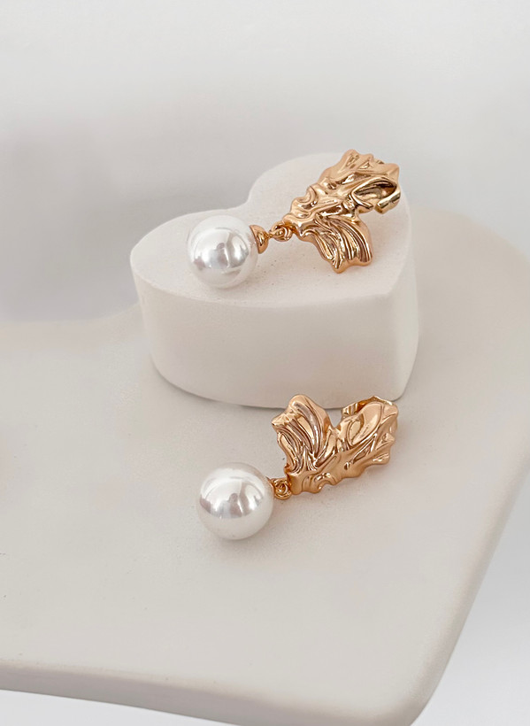 گوشواره قلب و مروارید دخترانه