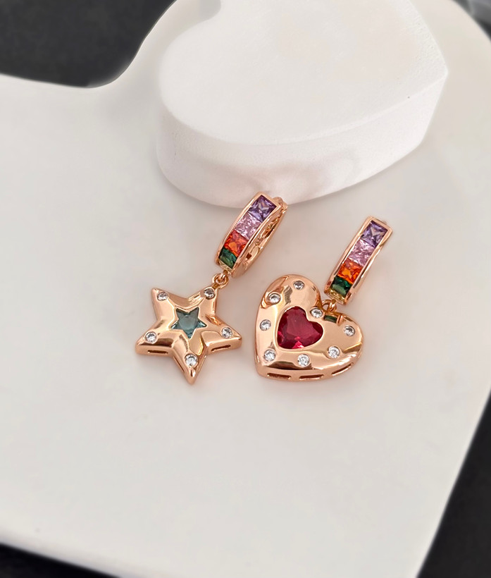 گوشواره طرح قلب و ستاره دخترانه