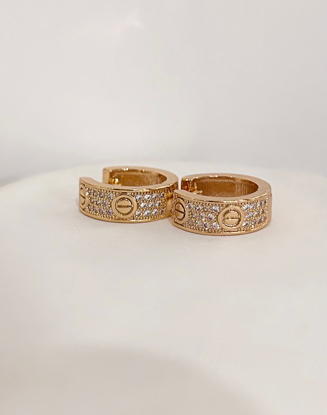 گوشواره حلقه ای ریز ساده و نگیندار