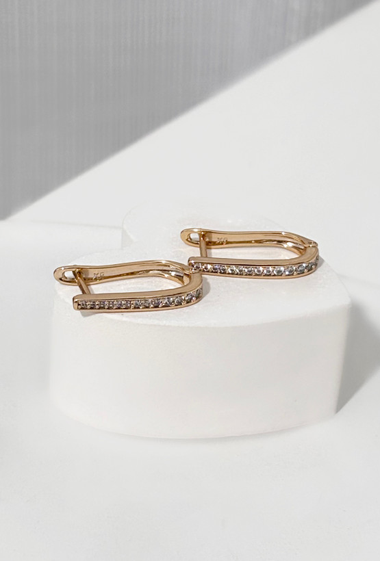 گوشواره کادویی ساده نگیندار طلایی