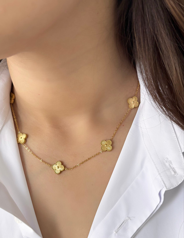 گردنبند ونکلیف تراش دار طلایی