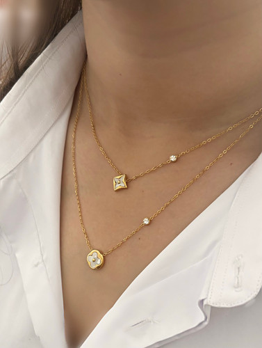 گردنبند طرح طلا دولاین دخترانه طلایی