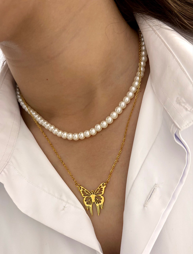 گردنبند پروانه استیل دخترانه