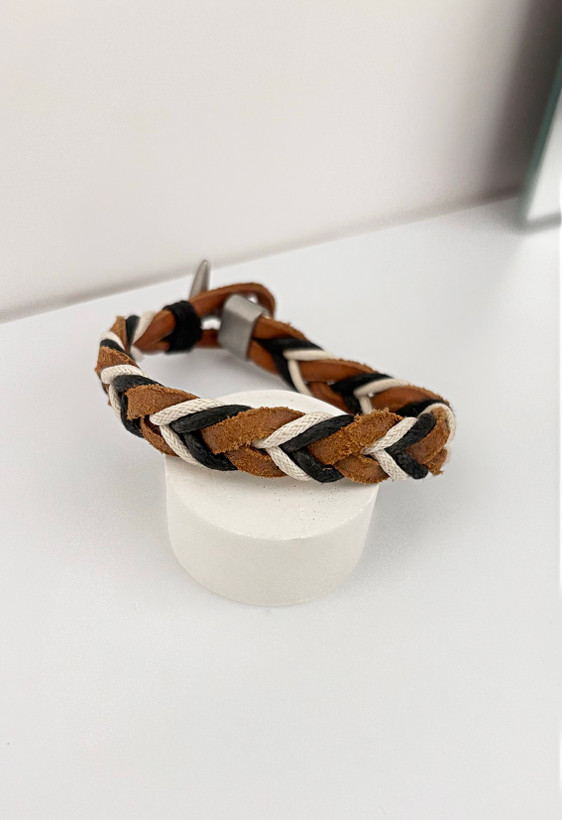 دستبند گیس بافت چرمی زنانه