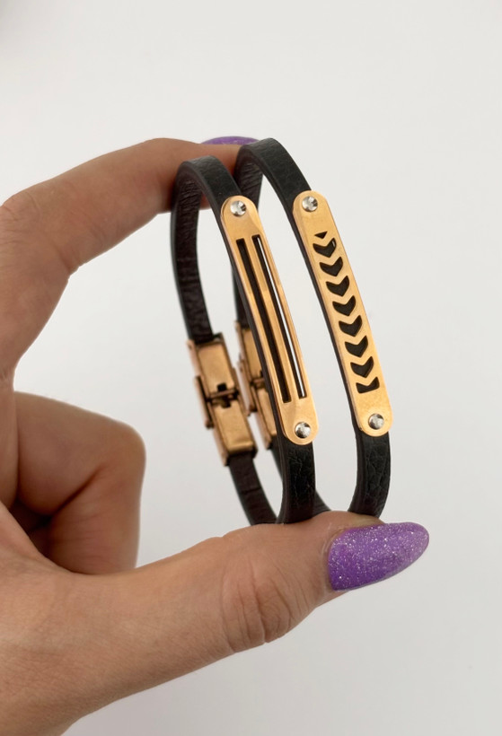 دستبند پلاک استیل طلایی