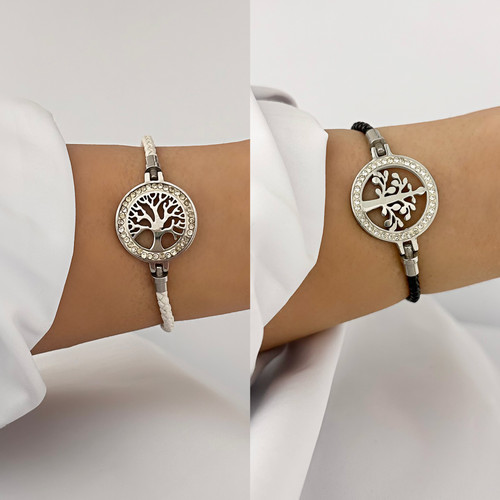 دستبند چرمی بند سفید دخترانه