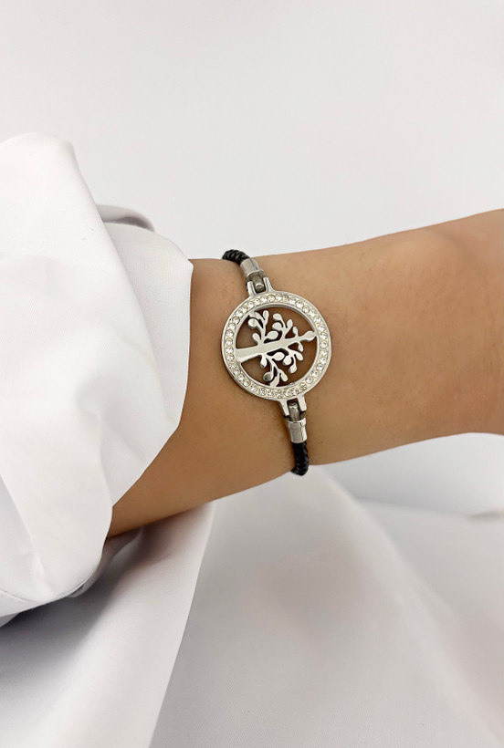 دستبند پلاک نگین دار دخترانه