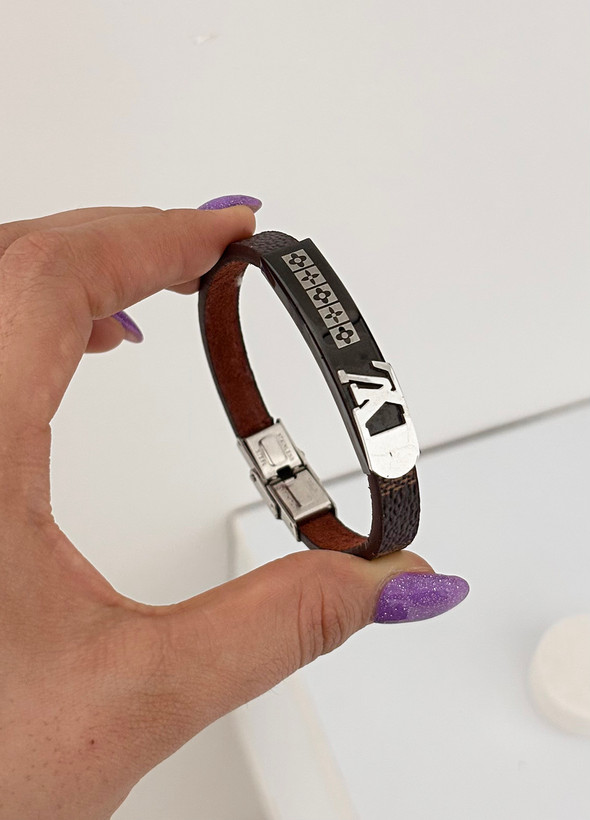 دستبند چرم طرحدار لویی ویتان